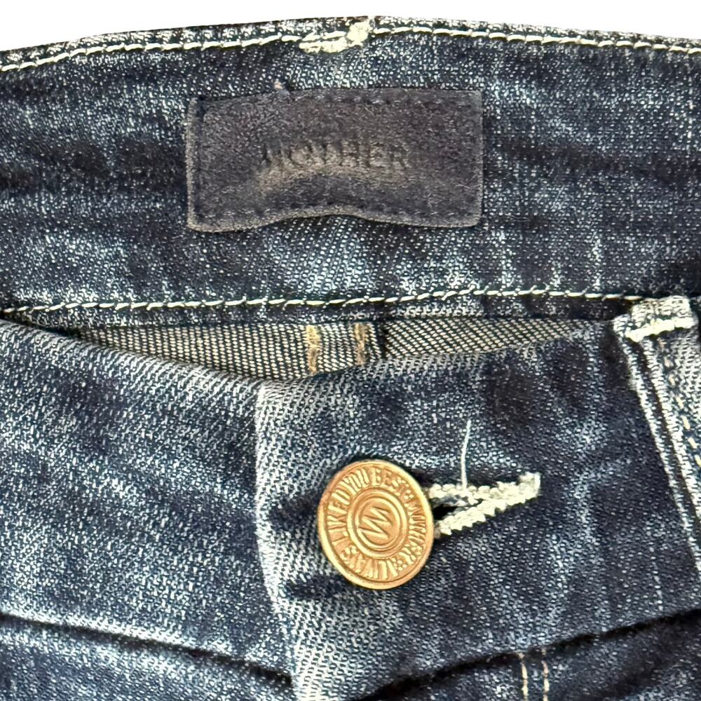 Mother Denim Blue Medium Wash Stretch The Looker Crop On The Edge Size 24 - Picture 3 of 12